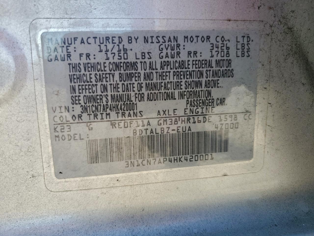 Nissan Versa S Image 5